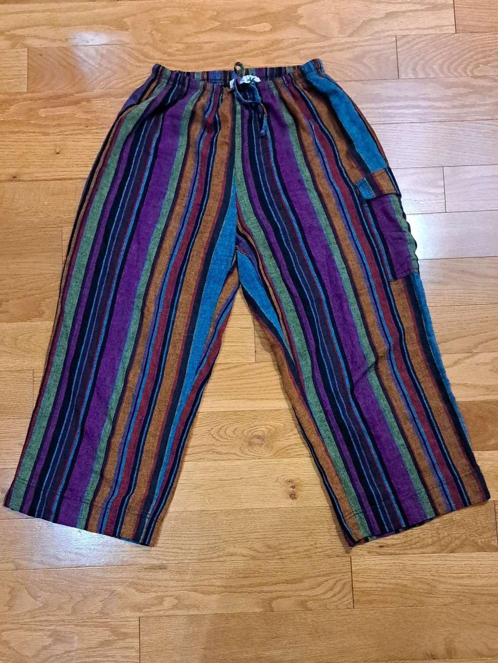 Vintage Copa Cabana Multicolor Striped Linen Blend Pull-On Pants